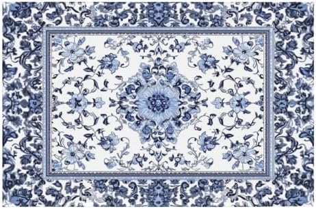 Giwawa Boho Floral Bath Rug Blue Leaves Soft Absorbent Bath Carpet 24x35 Inch by Giwawa