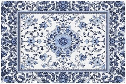 Giwawa Boho Floral Bath Rug Blue Leaves Soft Absorbent Bath Carpet 24x35 Inch by Giwawa