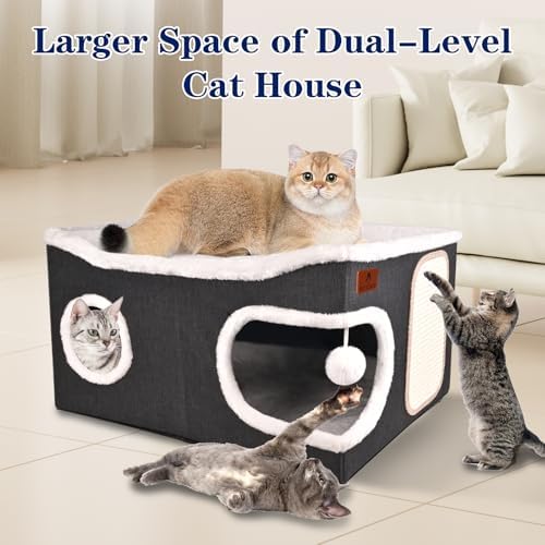 Extra Large Cat Beds for Indoor Cats, Covered Cat Cave Beds & Furniture - Image 4