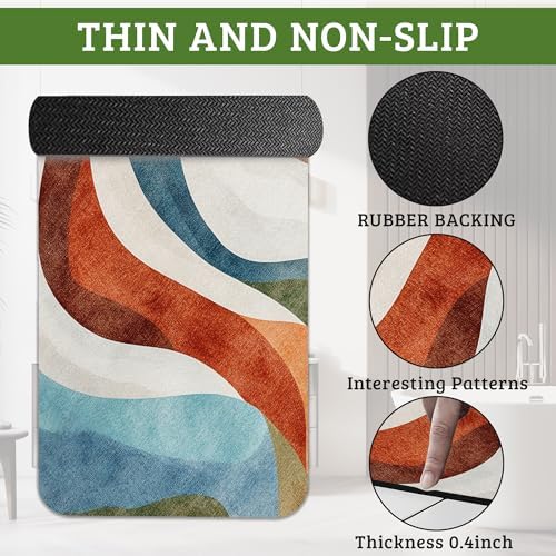 Colorful Waves Bathroom Rugs Mat Non Slip Washable Quick Dry Absorbent Thin - Image 3