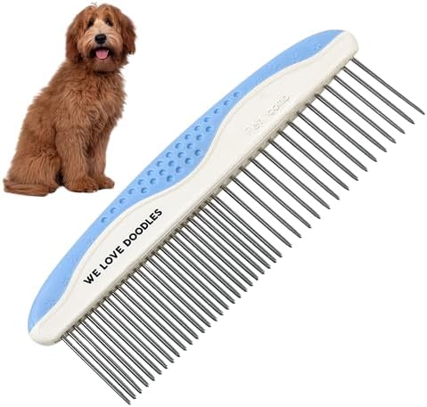 Metal Comb for Dogs, Dog Grooming Detangler Combs For Matted Hair by WeLoveDoodles