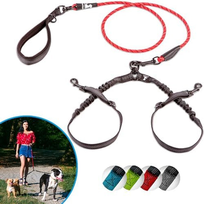 SparklyPets Double Dog Bungee Rope Leash by SparklyPets