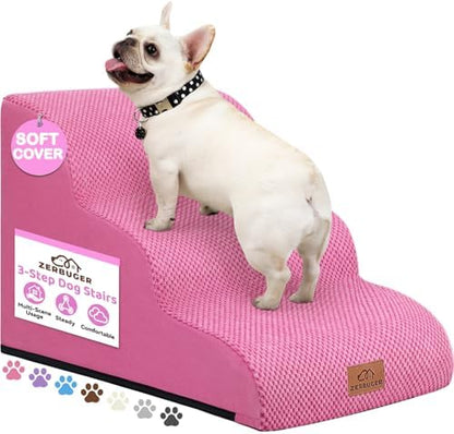 Zerbuger Dog Ramp and Stairs for Bed, Nonslip Cover by Zerbuger