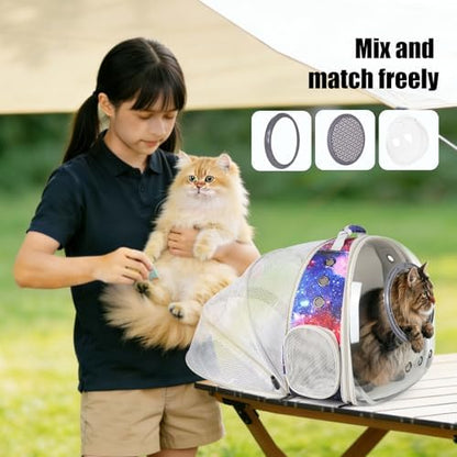 Galaxy Blue Cat Bubble Backpack, Back Expandable cat Backpack - Image 3