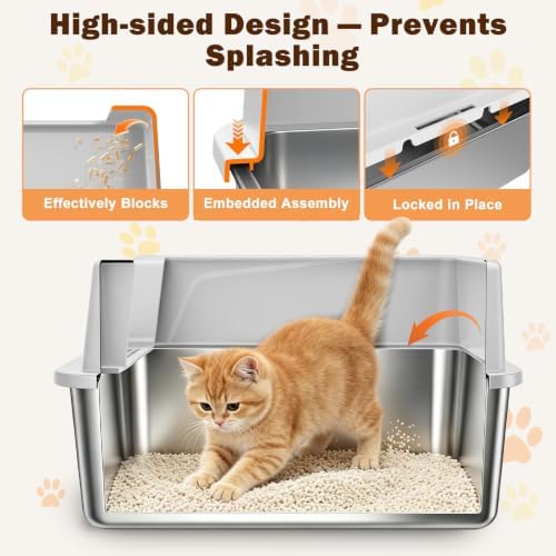 AIPERRO Small Stainless Steel Cat Litter Box - Image 2