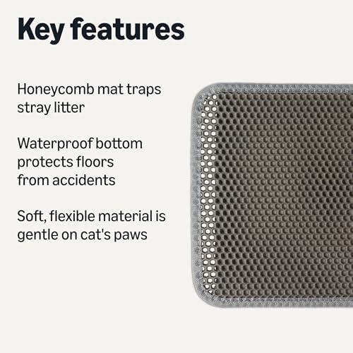 Amazon Basics Double-Layer Cat Litter Mat, Honeycomb Design, Waterproof & - Image 2