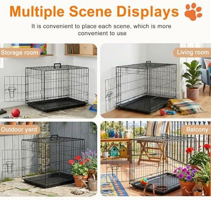 FDW | 24" Foldable Metal Dog Crate | Black | Cage - Image 6