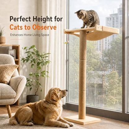 Cat Window Perch with Scratching Post, 46-Inch Tall Climbing Tree & Hammock - Image 4
