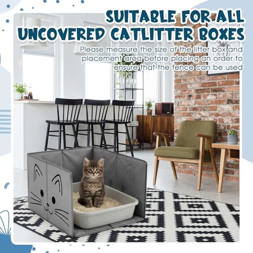 27.8"L×19.5"W×16.93"H Foldable Cat Litter Box Enclosure Splash Guard - Image 7