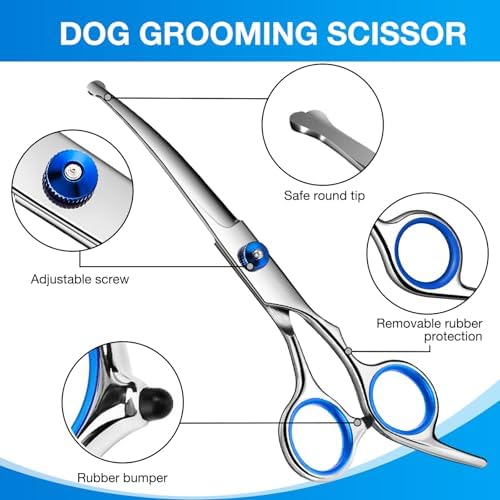 Dog Grooming Scissors Curved Shears Set Rounded Trimming Scissors - Image 3