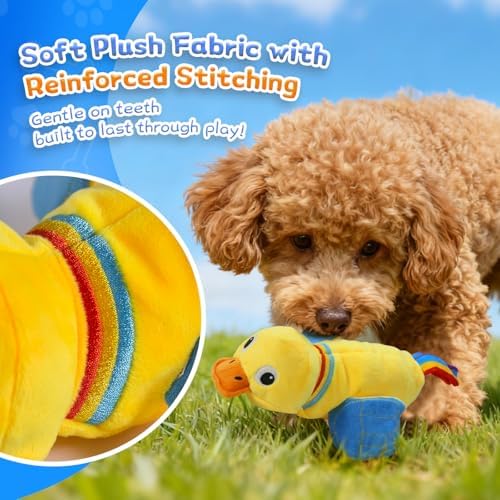lilfrd Duck Dog Toy, Crinkle Squeaky Plush Interactive Chew Toy - Image 4