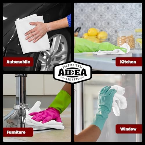 AIDEA White Microfiber Cleaning Cloth 50PK, Cleaning Rags 12×12" - Image 5