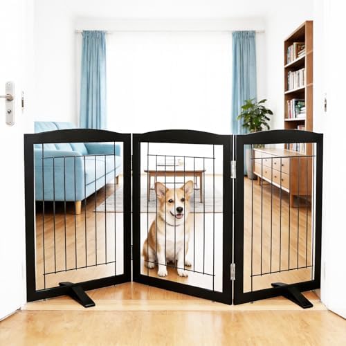 ZJSF Freestanding Dog Fence Indoor, Foldable Dog Gate by ZJSF