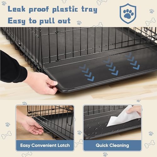 DUMOS Dog Crate, 30 Inch Small Medium Single Door Folding Dog Cage - Image 4