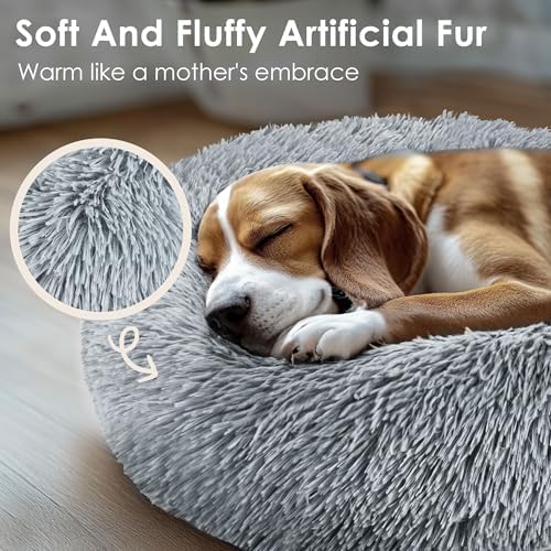 28in Large Dog Bed, Calming Donut Bed - Image 4