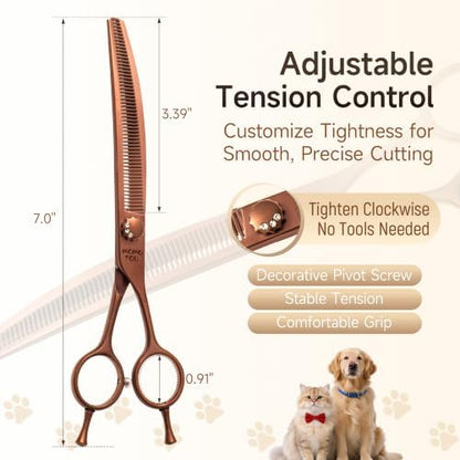 7'' Curved Thinning Dog Grooming Scisscors Matte Bronze - Image 2