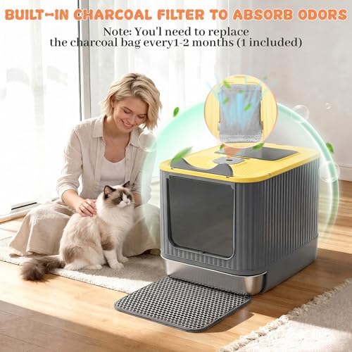 Stainless Steel Cat Litter Box Enclosed, Dual Entry, Pull-Out Tray - Image 5