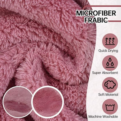 Dog Bathrobe, Fast Drying Coat, Super Absorbent Bath Towel Pink L - Image 2
