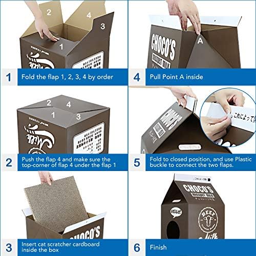 FluffyDream Cat Condo Scratcher Post Cardboard, Milk Box Shape Cat Scratching - Image 6
