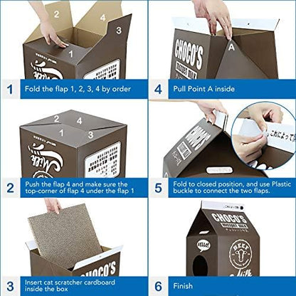 FluffyDream Cat Condo Scratcher Post Cardboard, Milk Box Shape Cat Scratching - Image 6