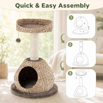 PETSITE Modern Cat Tree Tower, Paper Rope Natural Bowl Shaped - Image 6
