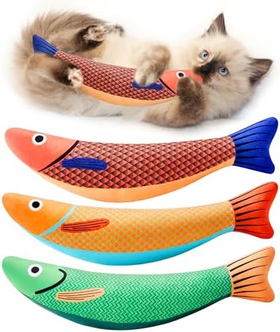 Potaroma Cat Toys Saury Fish, 3 Pack, Catnip Crinkle Sound, Soft and Durable by Potaroma