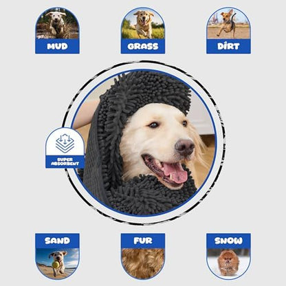 Dog Towel for Drying Dogs, Absorbent Microfiber Bath Towel, Hand Pockets - Image 5