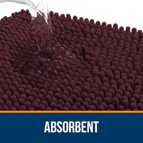 OLANLY Bathroom Runner Rugs 44x24, Soft Absorbent Chenille Bath Rugs, Rubber - Image 4