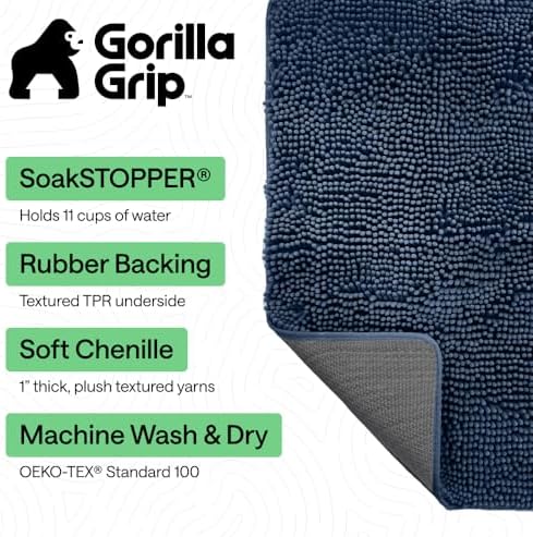 GORILLA GRIP SoakSTOPPER Dog Door Mat, Machine Wash and Dry, 24x17 Navy - Image 3