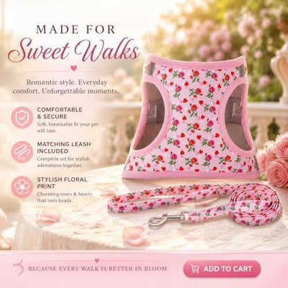 Step in Valentine's Day Dog Harness Leash Set- All Weather Reflective No-Pull - Image 5