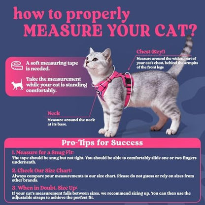rabbitgoo Cat Harness and Leash Set, Escape Proof Vest, Coconut Fuchsia - Image 2