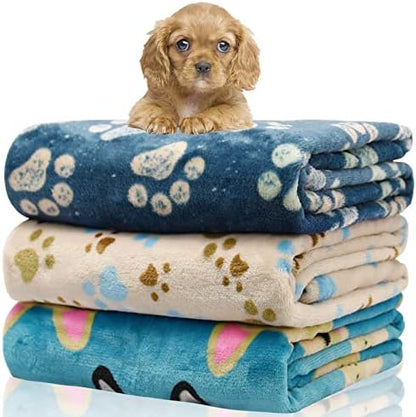 Rezutan Small Dog Blanket, Soft Puppy & Cat Flannel 3 Pack by Rezutan