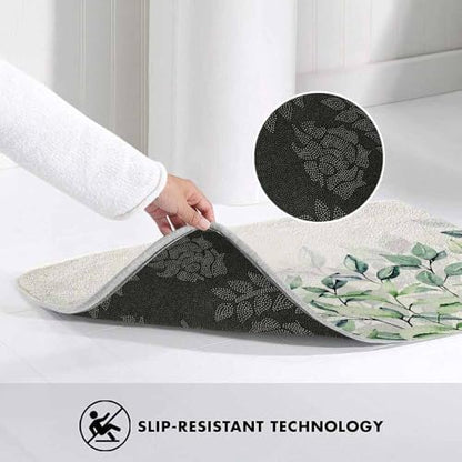 Watercolor Leaf Bath Rugs for Bathroom Hand Paint Leaves Durable Flannel Bath - Image 5