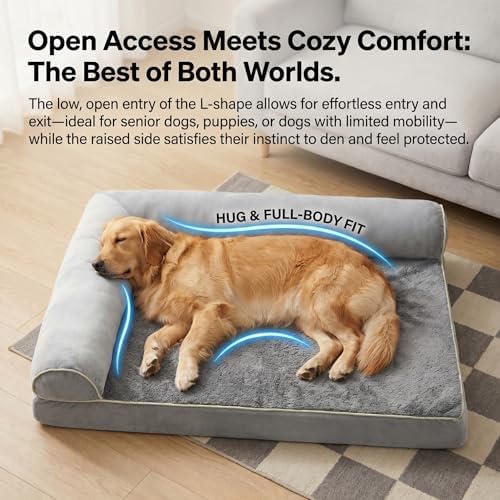 Orthopedic Medium Dog Bed 30 x 20Inch, L Shaped Memory Foam Pet Bed - Image 5