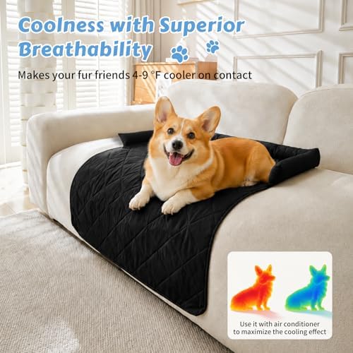 Cooling Dog Bed Mats with Neck & Head Support, 35.43 x31.5 inch Black - Image 3