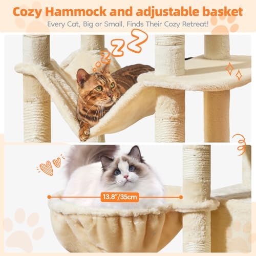 Taoqimiao Large Cat Tree, 73 in Tall Cat Tower - Image 5