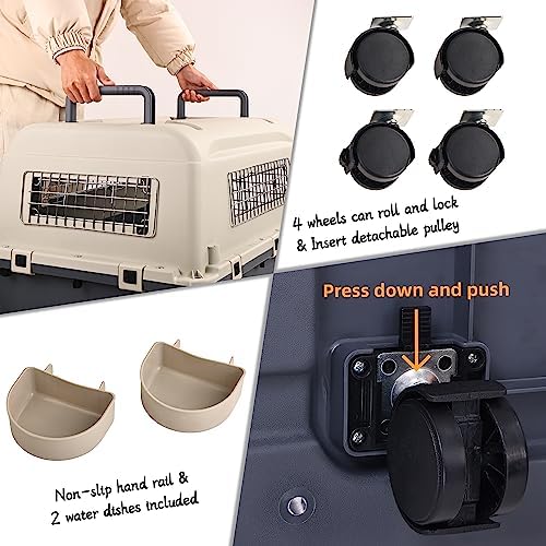 Elevon Plastic Kennels Pet Carrier Rolling Plastic Airline Approved Wire Door - Image 5