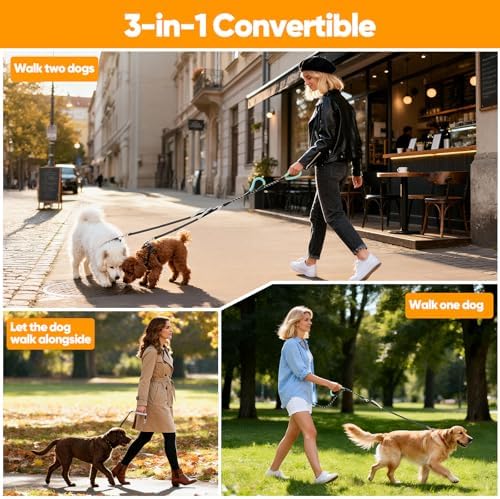 XiaZ Double Leash for Two Dogs No Tangle for Large Medium Dogs - Image 3