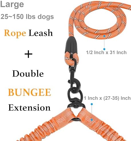 iYoShop Double Dog Leash, 360° Swivel, No Tangle, 25-150 lbs - Image 2