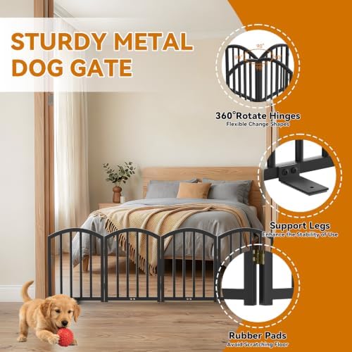 SNUOWU 16 Inch Full Metal Freestanding Short Dog Gate - Image 5