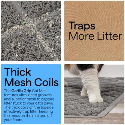 GORILLA GRIP Cat Litter Box Mat, Coiled Mesh Trapping Mats, 35x23 Gray - Image 3