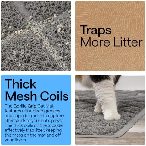 GORILLA GRIP Cat Litter Box Mat, Coiled Mesh Trapping Mats, 24x17 Gray - Image 3