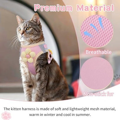 Cat Harness and Leash Set, Escape Proof Soft Vest Walk Pink S - Image 3