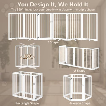 32" Extra Tall Free Standing Dog Gate Indoor, Foldable Pet Gate - Image 3