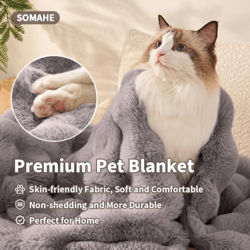 SOMAHE Soft Faux Fur Pet Blanket, Medium 28x22 Dark Gray - Image 2