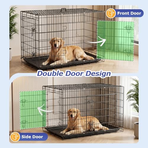 FDW | 48" Foldable Metal Dog Crate | Dark Black | Cage - Image 4