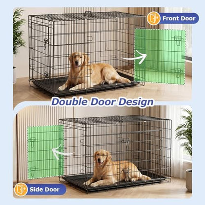 FDW | 48" Foldable Metal Dog Crate | Dark Black | Cage - Image 4