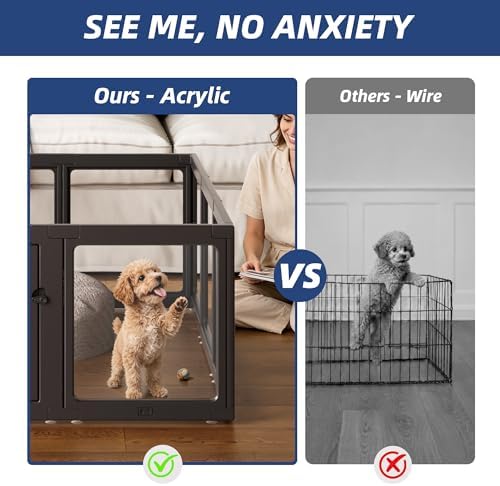 Clear Acrylic Dog Playpen Indoor Pet Pen, 8 Panels - Image 2