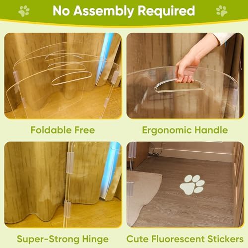 Clear Acrylic Dog Gate, 3-Panel Freestanding Pet Fence - Image 3