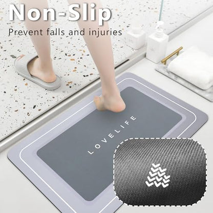 Bath mat Rubber Bathroom Mat-Quick Dry Absorbent Rug Non-Slip Thin Bathroom Rug - Image 2